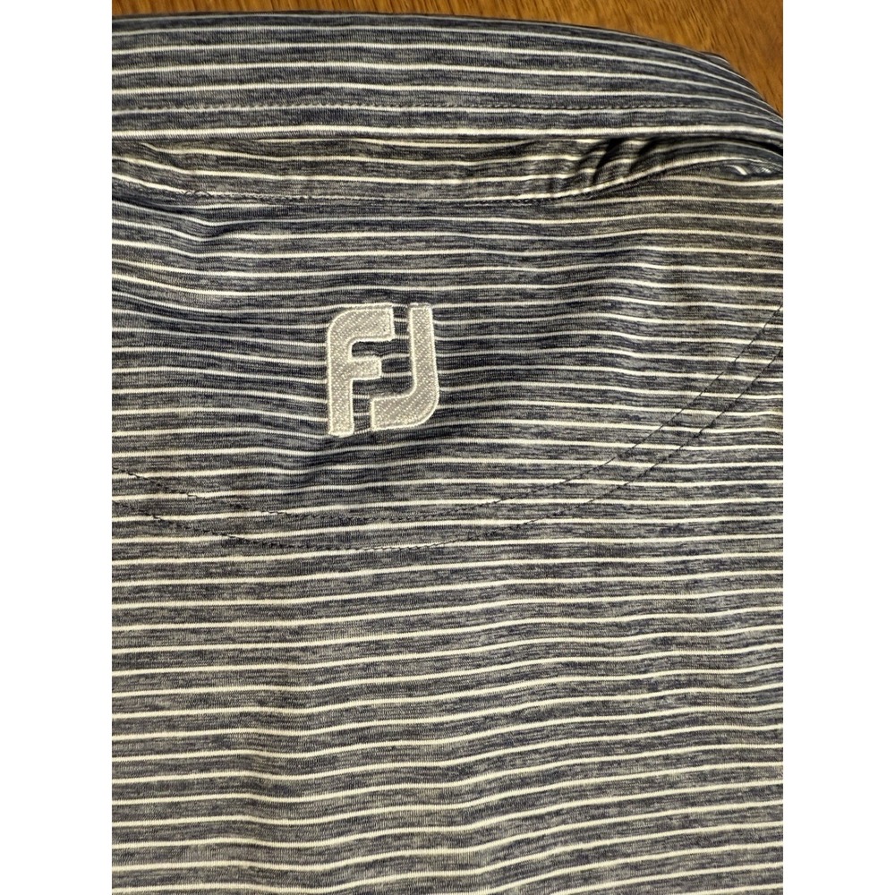 FootJoy Golf Polo Shirt Mens 2XL Gray White Striped Stretch Performance FJ EUC - Picture 6 of 8